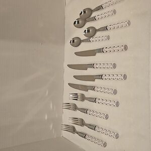 Acrylic Handle Stainless Flatware Fork Spoon & Knives Service for 4